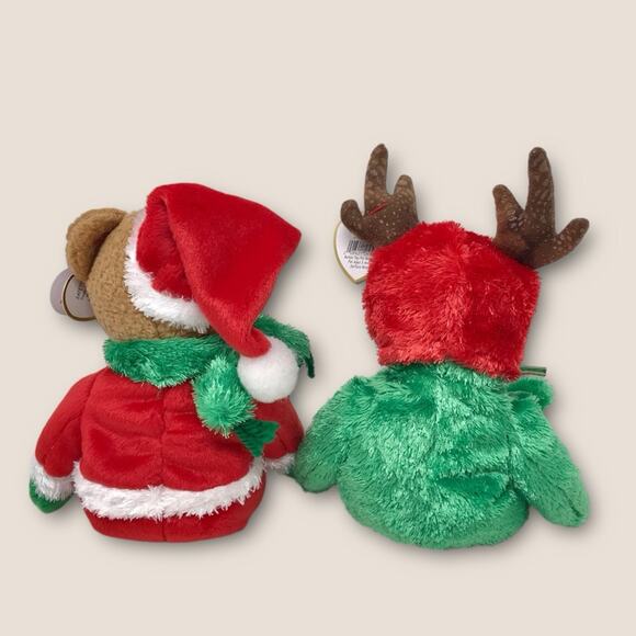 Ty 2 Set Beanie Baby KRINGLE Santa Bear & Holiday Teddy Bear Christmas Plush - Picture 6 of 10
